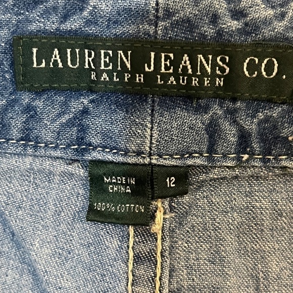 Lauren Ralph Denim Jean 12 Blue Wide Leg High Waisted Old Money Classic Preppy - Picture 2 of 13